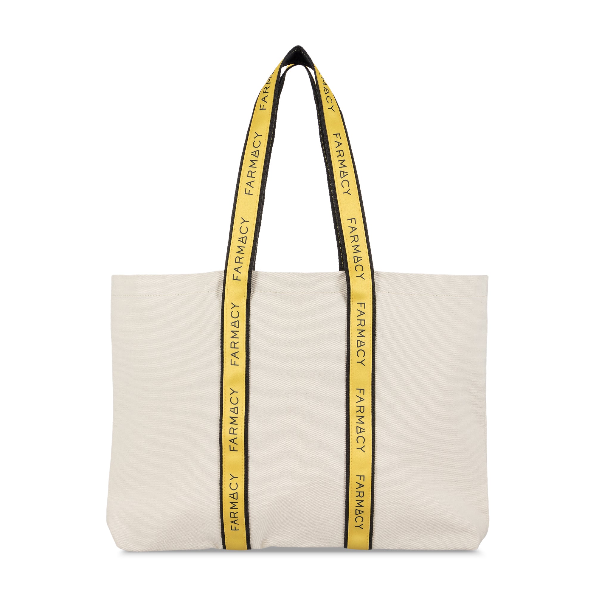 Off white bag with yellow online strap